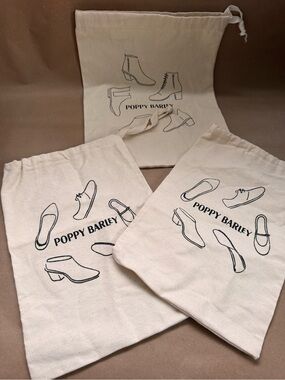 3 Poppy Barley Shoe Dustbags (2 @ 13.5” by 9” and 1 @ 15” by 12”)